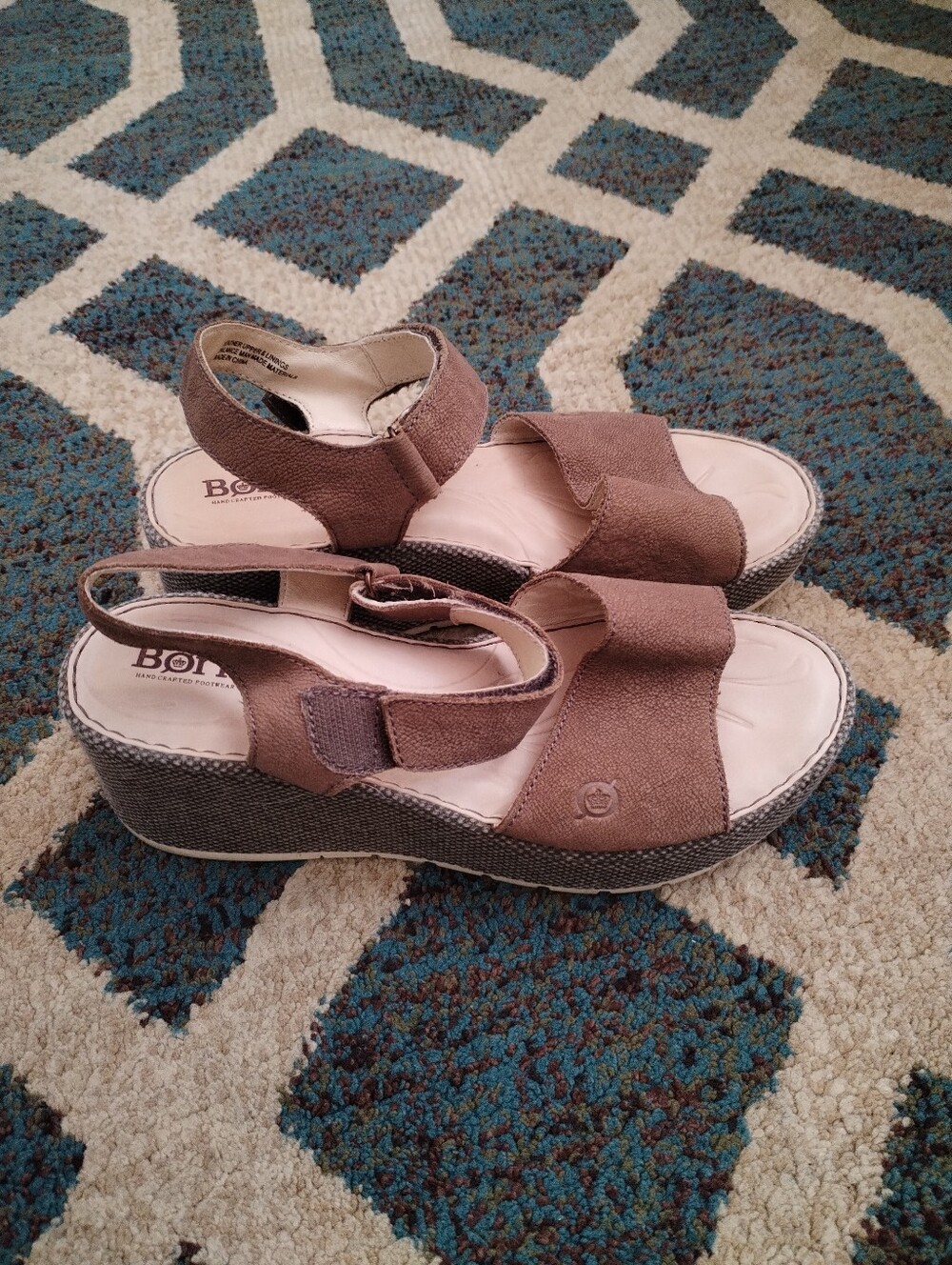 Born Brown Wedge Sandals with Adjustable Straps Size 9M